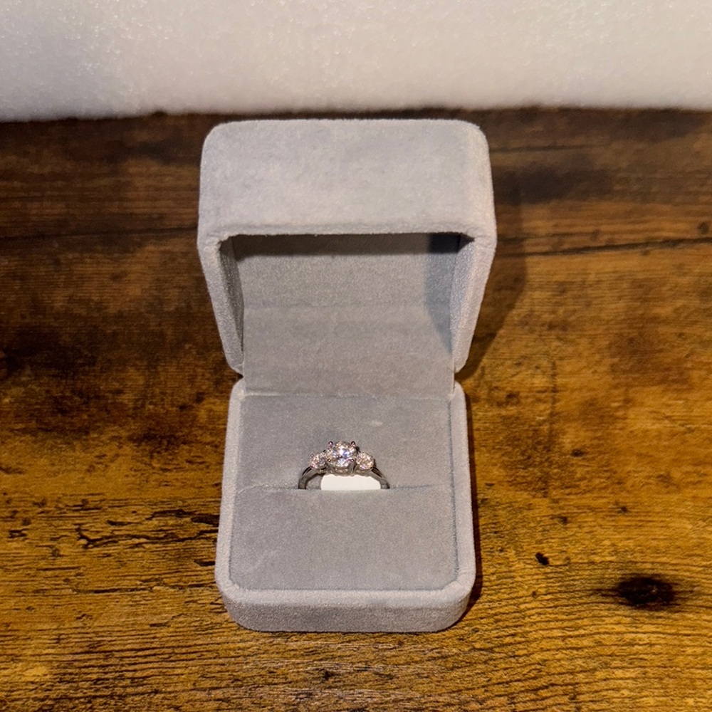 Elegant Engagement Silver Ring with Clear Stones